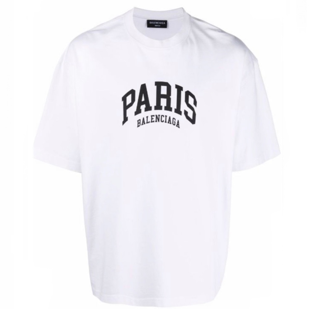 BALENCIAGA Cities Paris T-Shirt Medium Fit white / black vintage jersey SMALL - Picture 12 of 14